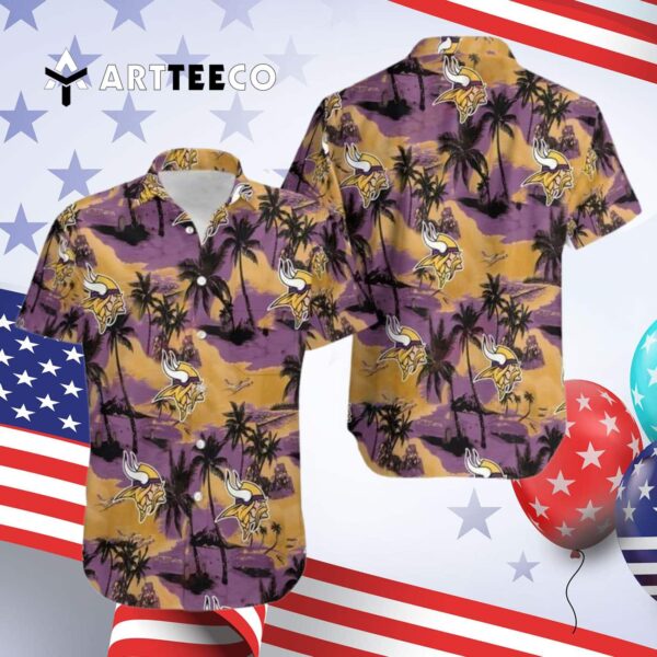 Minnesota Vikings Coconut Tree Hawaiian Shirt 4