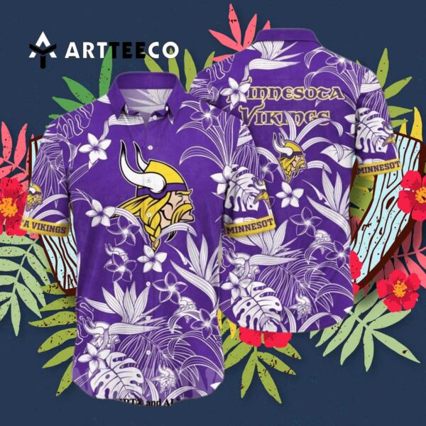 Minnesota Vikings Floral Full Print Unisex Hawaiian Shirt 3