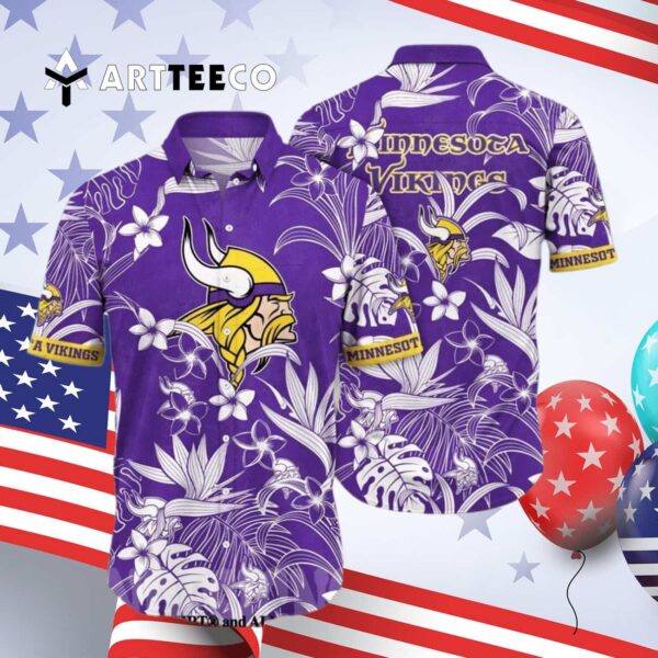 Minnesota Vikings Floral Full Print Unisex Hawaiian Shirt 4