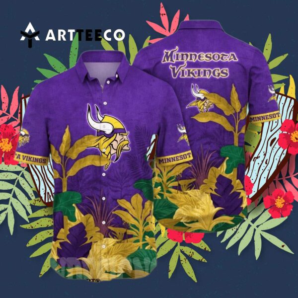 Minnesota Vikings Floral Full Print Unisex V1 Hawaiian Shirt 3