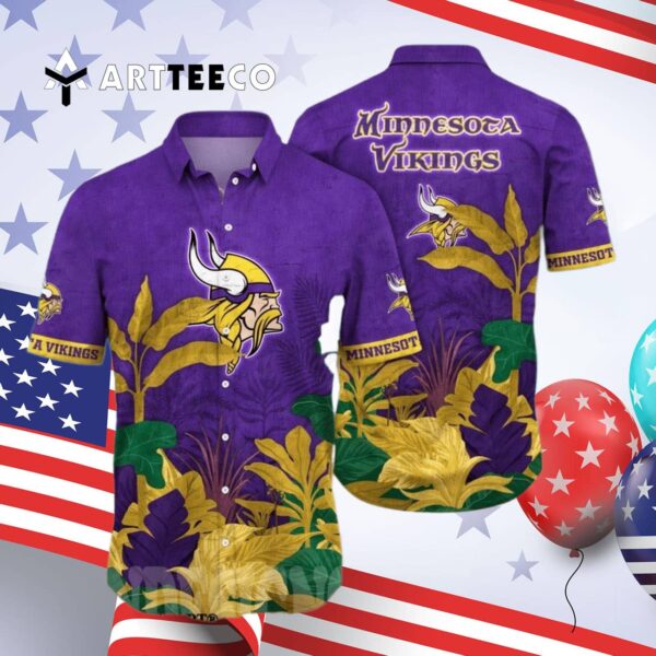 Minnesota Vikings Floral Full Print Unisex V1 Hawaiian Shirt 4