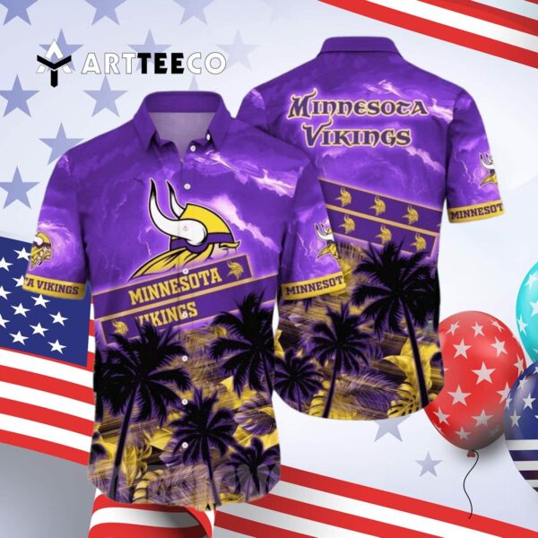 Minnesota Vikings Flower All Over Printed Hawaiian Shirt 4