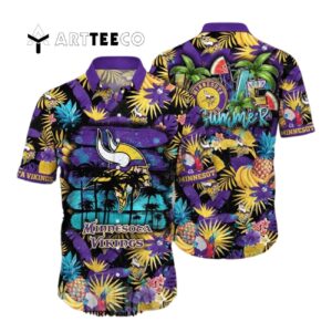 Minnesota Vikings Flower Classic All Over Print Hawaiian Shirt 1