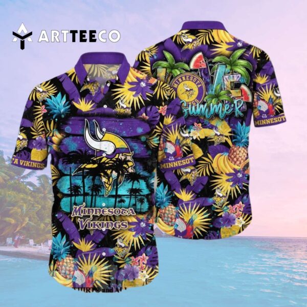 Minnesota Vikings Flower Classic All Over Print Hawaiian Shirt 2