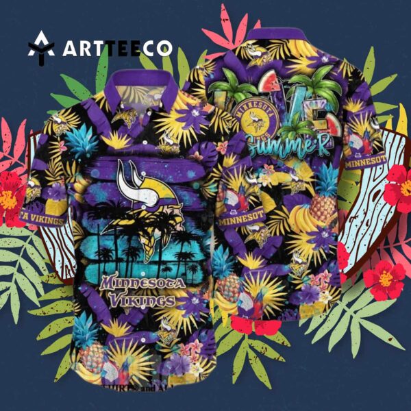 Minnesota Vikings Flower Classic All Over Print Hawaiian Shirt 3