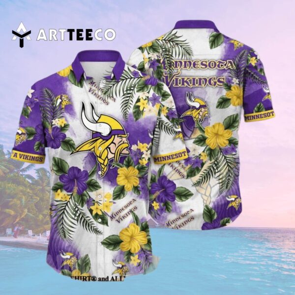 Minnesota Vikings Flower Classic All Over Print V1 Hawaiian Shirt 2