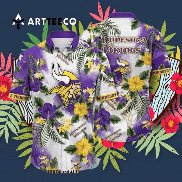 Minnesota Vikings Flower Classic All Over Print V1 Hawaiian Shirt 3