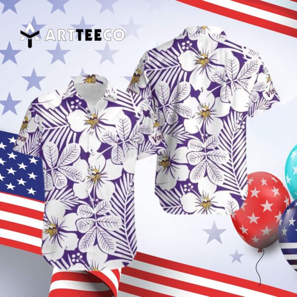 Minnesota Vikings Flower Classic Hawaiian Shirt 4