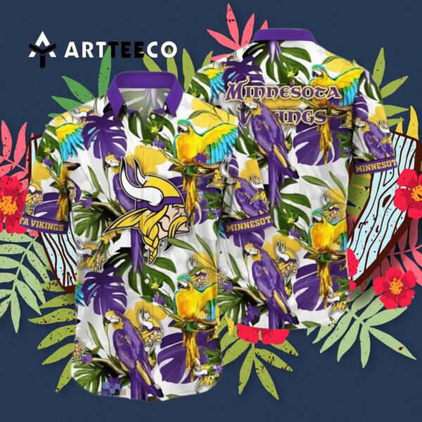 Minnesota Vikings Flower Colorful Hawaiian Shirt 3