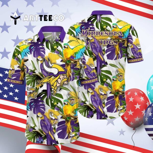 Minnesota Vikings Flower Colorful Hawaiian Shirt 4