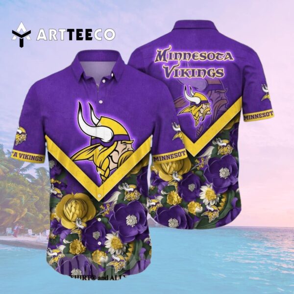 Minnesota Vikings Flower Full Printing Classic Hawaiian Shirt 2