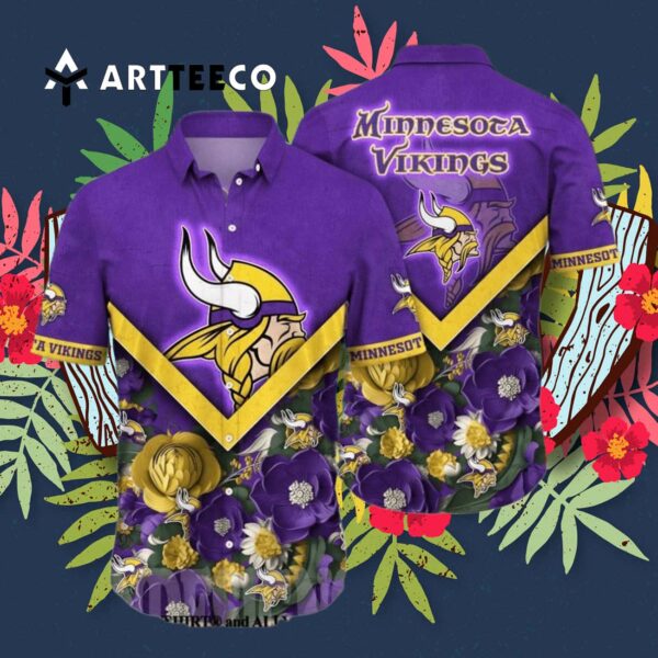 Minnesota Vikings Flower Full Printing Classic Hawaiian Shirt 3