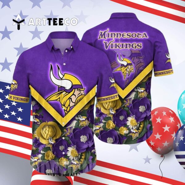 Minnesota Vikings Flower Full Printing Classic Hawaiian Shirt 4