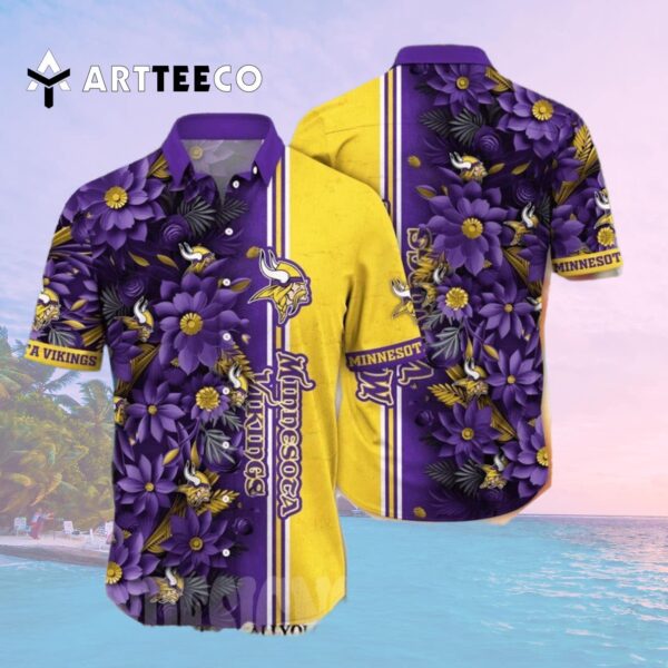 Minnesota Vikings Flower Tropical Hawaiian Shirt 2