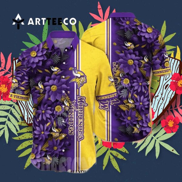 Minnesota Vikings Flower Tropical Hawaiian Shirt 3