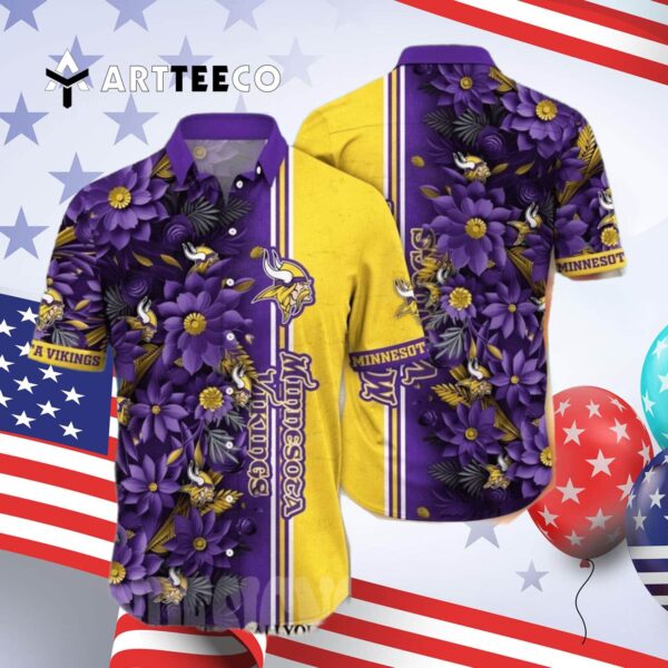Minnesota Vikings Flower Tropical Hawaiian Shirt 4