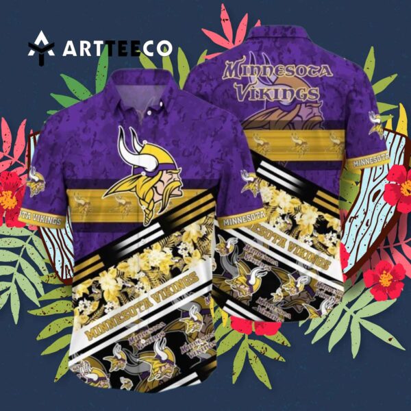 Minnesota Vikings Football Aloha Camo Pattern Hawaiian Shirt 3