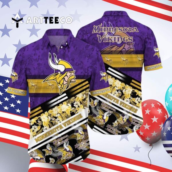 Minnesota Vikings Football Aloha Camo Pattern Hawaiian Shirt 4