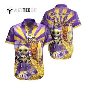 Minnesota Vikings Football Baby Yoda Hawaiian Shirt 1