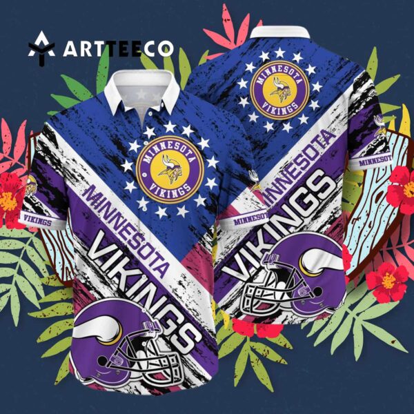 Minnesota Vikings Football Helmet Hawaiian Shirt 3