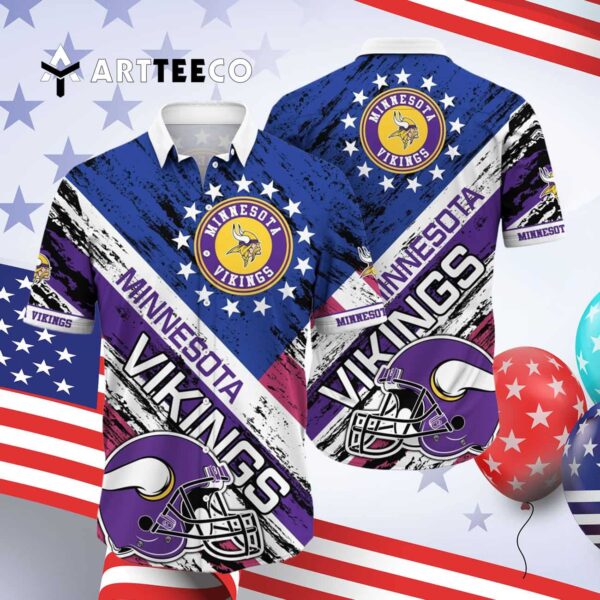 Minnesota Vikings Football Helmet Hawaiian Shirt 4