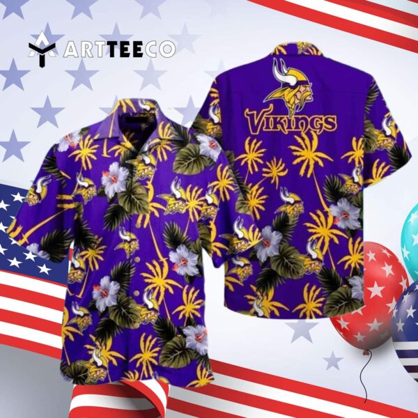 Minnesota Vikings Football Purple Background Hawaiian Shirt 4