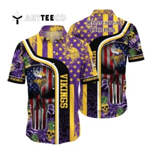 Minnesota Vikings Football Skull Hawaiian Shirt 1