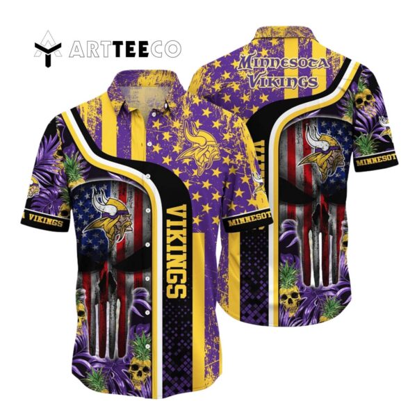Minnesota Vikings Football Skull Hawaiian Shirt 1