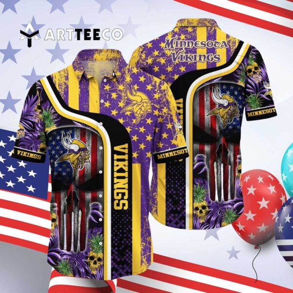 Minnesota Vikings Football Skull Hawaiian Shirt 4
