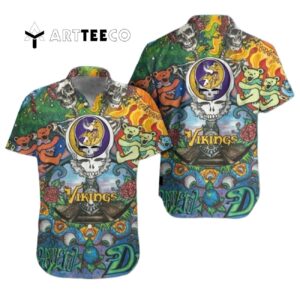 Minnesota Vikings Grateful Dead Colorful Hawaiian Shirt 1