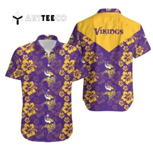 Minnesota Vikings Hibiscus Flowers Hawaiian Shirt 1