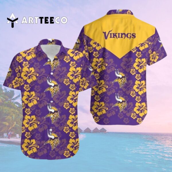 Minnesota Vikings Hibiscus Flowers Hawaiian Shirt 2