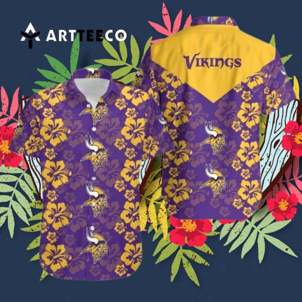 Minnesota Vikings Hibiscus Flowers Hawaiian Shirt 3