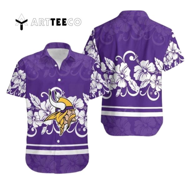 Minnesota Vikings Hibiscus Flowers New Hawaiian Shirt 1