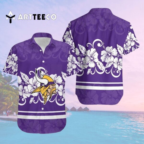 Minnesota Vikings Hibiscus Flowers New Hawaiian Shirt 2