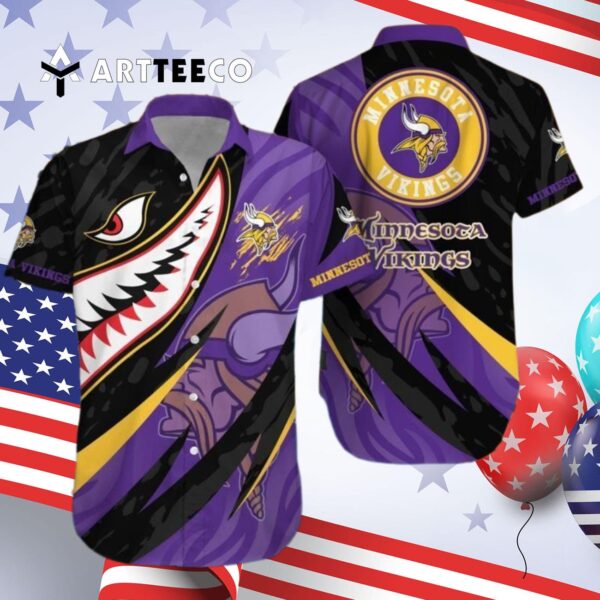 Minnesota Vikings Shark Summer Hawaiian Shirt 4