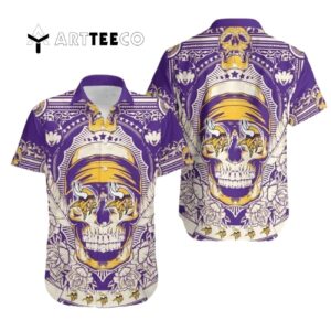 Minnesota Vikings Skull Aloha Pattern Hawaiian Shirt 1