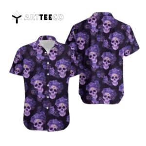 Minnesota Vikings Skull And Flower Funny Hawaiian Shirt 1