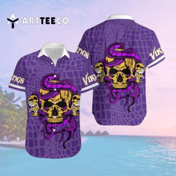 Minnesota Vikings Snake And Skull Octopus Hawaiian Shirt 2