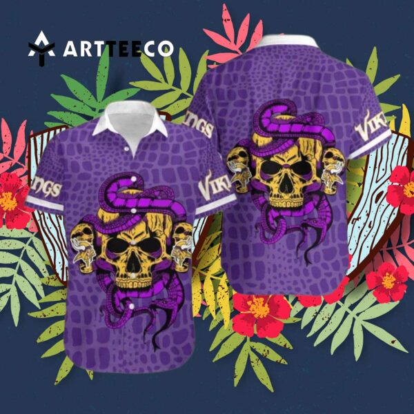 Minnesota Vikings Snake And Skull Octopus Hawaiian Shirt 3