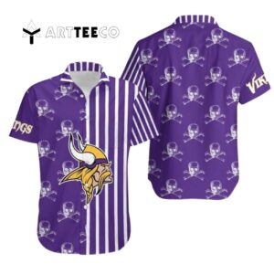 Minnesota Vikings Stripes And Skull Hawaiian Shirt 1