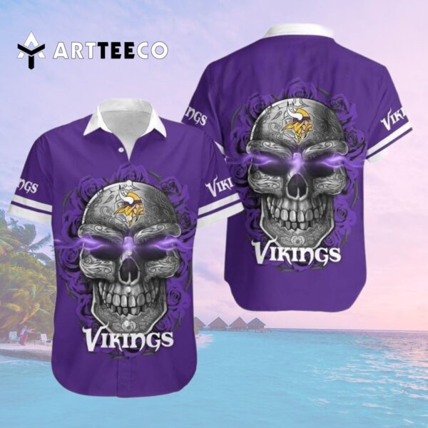 Minnesota Vikings Sugar Skull Hawaiian Shirt 2