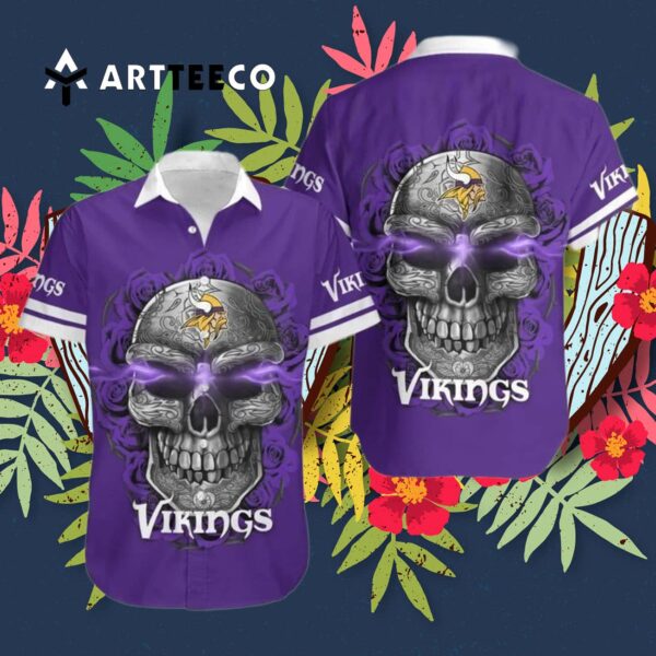 Minnesota Vikings Sugar Skull Hawaiian Shirt 3