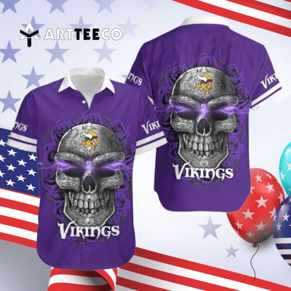 Minnesota Vikings Sugar Skull Hawaiian Shirt 4