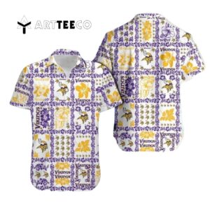 Minnesota Vikings Vintage Flowers Pattern Hawaiian Shirt 1