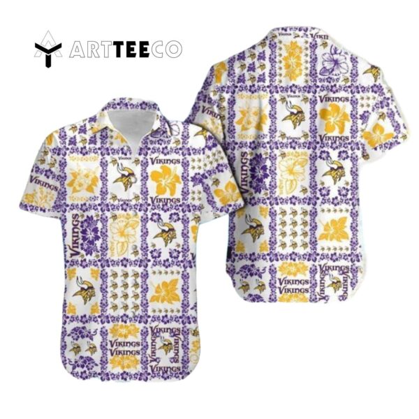 Minnesota Vikings Vintage Flowers Pattern Hawaiian Shirt 1