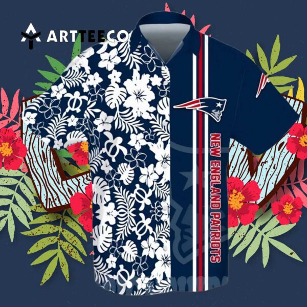 New England Patriots All Over Print Flowery Hawaiian Shirt 3