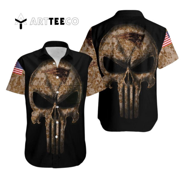 New England Patriots Camouflage Skull Hawaiian Shirt 1