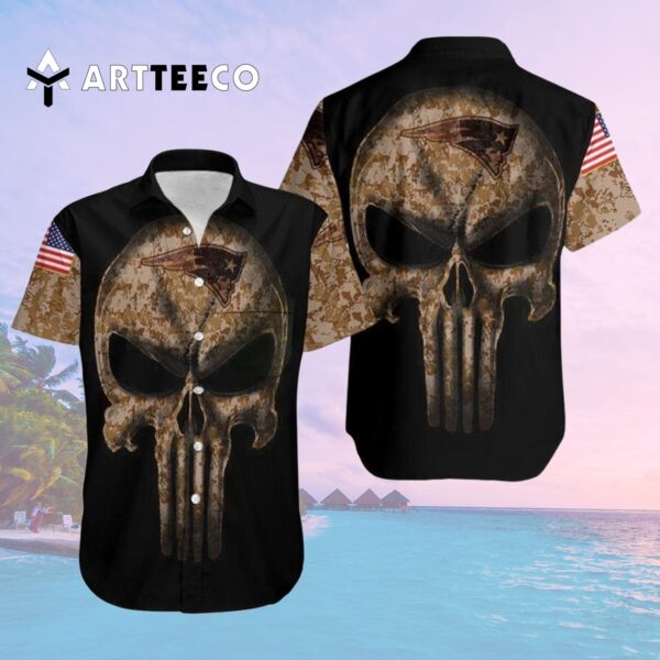 New England Patriots Camouflage Skull Hawaiian Shirt 2