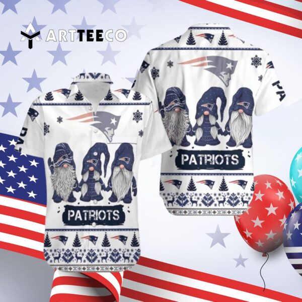 New England Patriots Christmas Gnomes Hawaiian Shirt 4